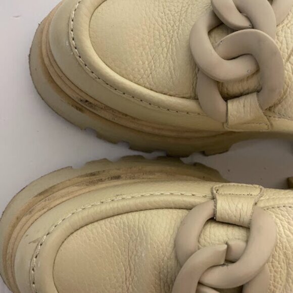 L'intervalle Cream Pebbled Leather Chunky Chain Platform Loafers Size EU 41 - Picture 10 of 12
